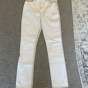 Abercrombie & Fitch Cream Straight Leg Jeans Denim/Faux Leather